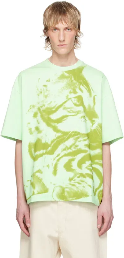 Jil Sander Green Printed T-shirt In 393 Hornblend