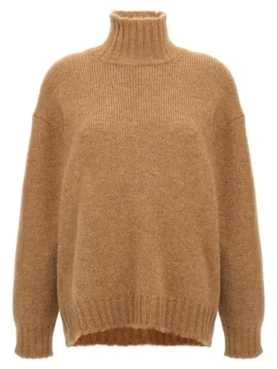 Jil Sander High Neck Sweater In Beige