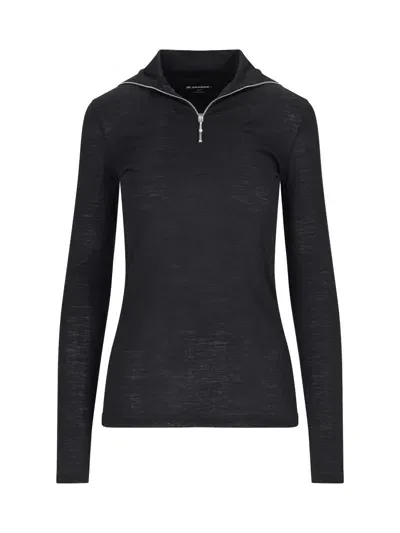 Jil Sander High Neck Top In Black