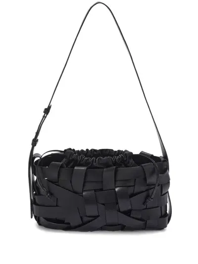 Jil Sander Interwoven-design Leather Clutch Bag In Black