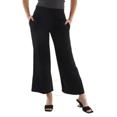 Jil Sander Grain De Poudre Wool Flared Pants With Belt In Black