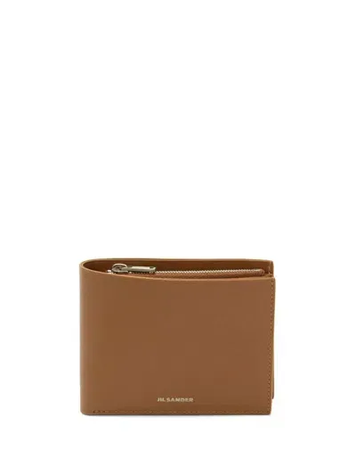 Jil Sander Leather Bi-fold Wallet In Brown