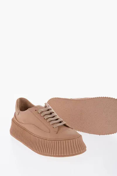 Jil Sander Leather Low-top Sneakers With Platform Sole In Pink