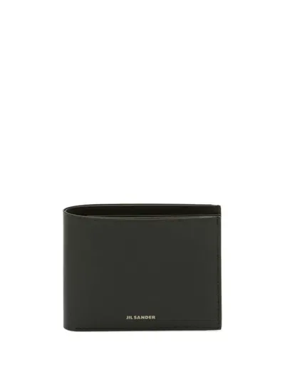 Jil Sander Leather Pocket Wallet With Embossed  Logo In Black