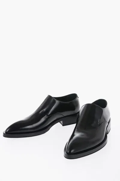 Jil Sander Leather Pointed Loafers With Rubber Sole In Black