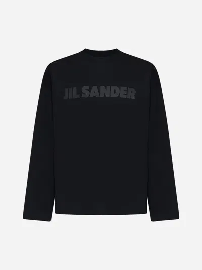 Jil Sander Logo Cotton T-shirt In Black