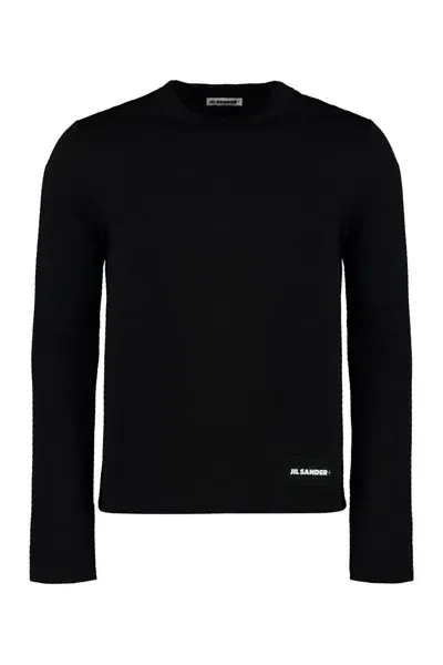 Jil Sander Logo Long Sleeve T-shirt In Black