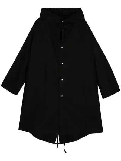 Jil Sander Logo-print Hooded Coat In Black