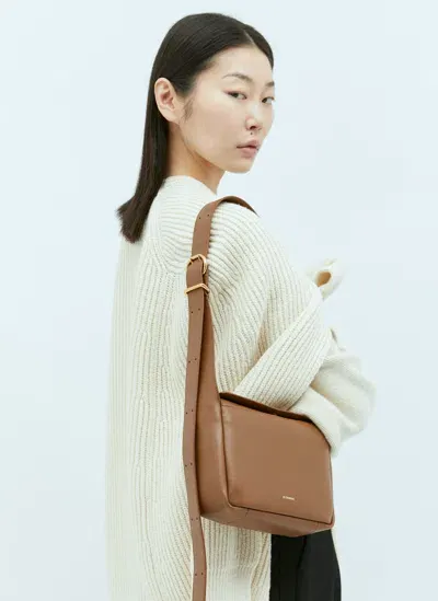 Jil Sander Mini Flap Crossbody Bag In Brown