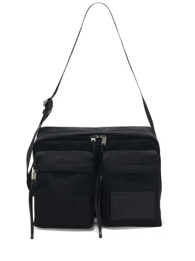 Jil Sander Outdoor Canvas Shoulder Bag In Black