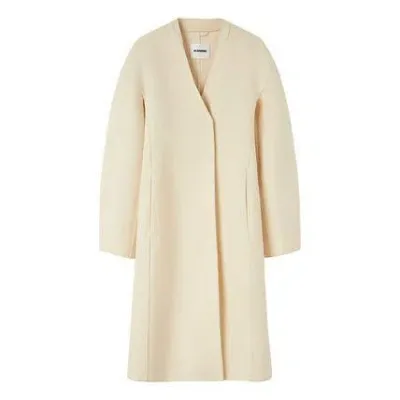 Jil Sander Long Wool Coat In Cornsilk