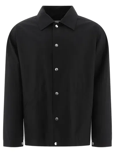 Jil Sander Overshirt With Logo Print Jackets In Black