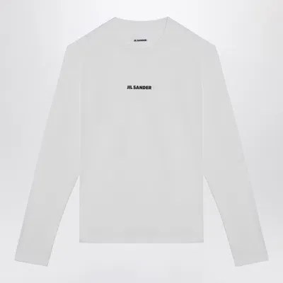 Jil Sander Porcelain Cotton Jersey With Logo In White