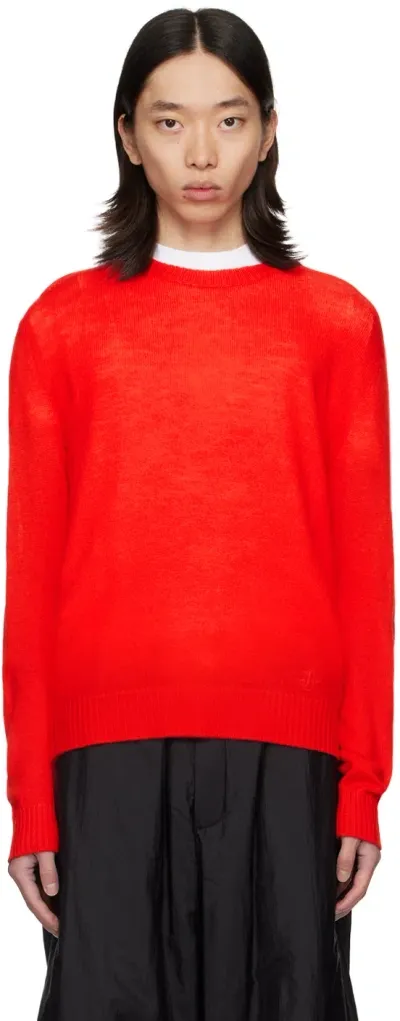 Jil Sander Crewneck Knitted Jumper In Red