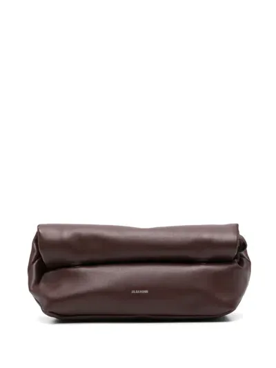 Jil Sander Rollup Tracola Bag Small In Brown