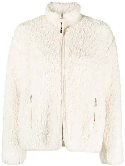 Jil Sander Shearling Zipped Sweatshirt In Pink