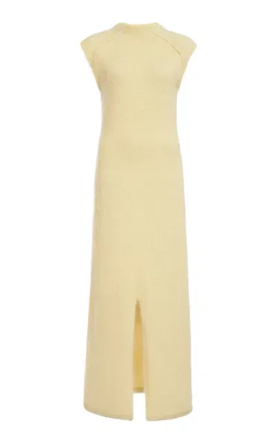 Jil Sander Sleeveless Wool-silk Midi Dress In Yellow