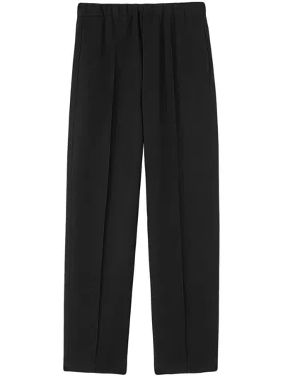 Jil Sander Relaxed Fit Wool Gabardine Cropped Pants In Black