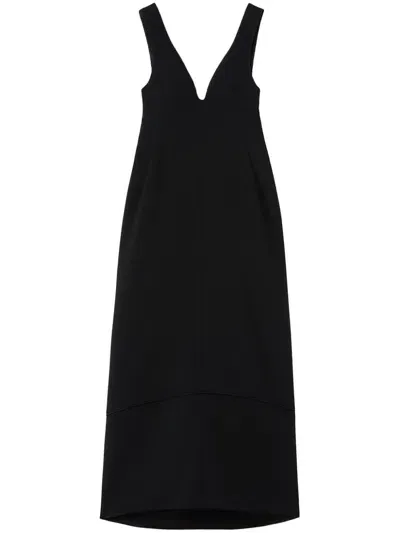 Jil Sander Sweetheart-neck Wool Maxi Dress In Black