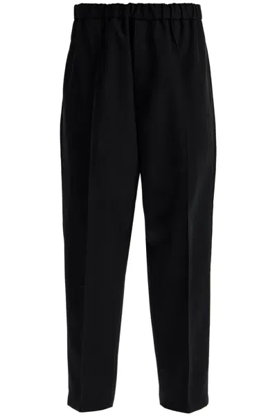 Jil Sander Tapered Wool Twill Trousers In Black