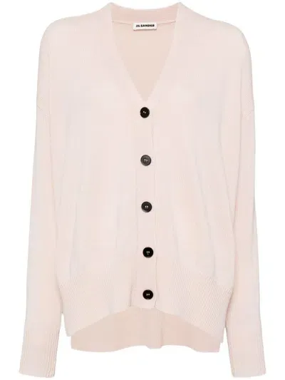 Jil Sander V-neck Cashmere Cardigan In Pink