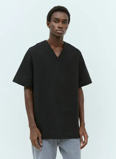 Jil Sander V Neck T-shirt In Black