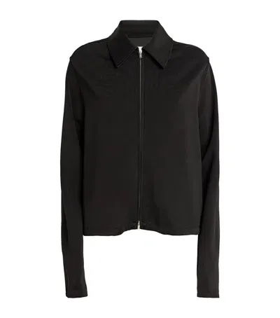 Jil Sander Virgin Wool-blend Zip-up Jacket In Black