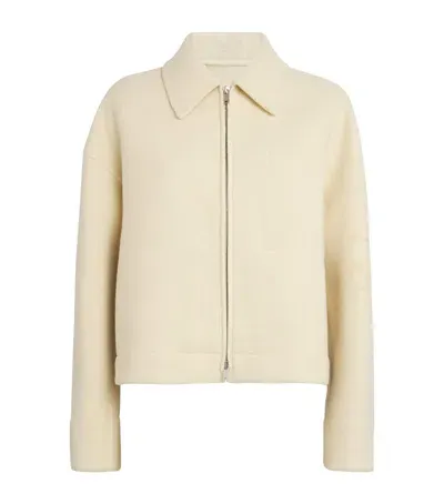 Jil Sander Virgin Wool Blouson Jacket In Beige