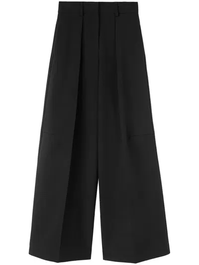 Jil Sander Wide-leg Tailored Wool Trousers In Schwarz