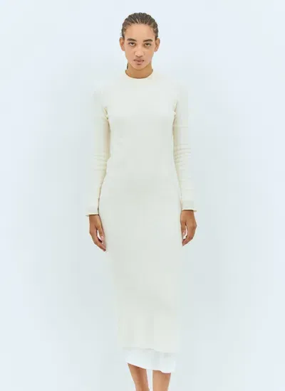 Jil Sander Wool Knit Midi Dress In Multicolor