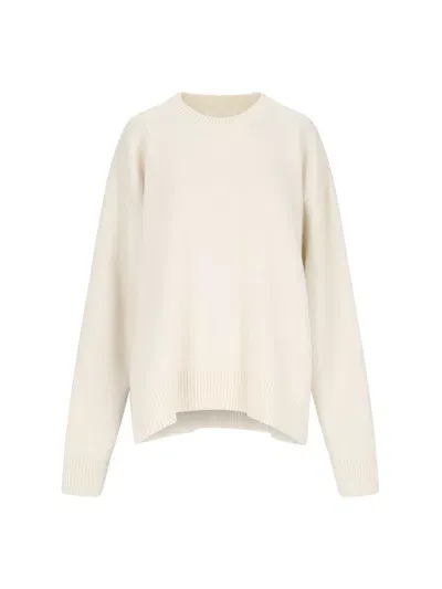 Jil Sander Wool Crew Neck Sweater In Cream