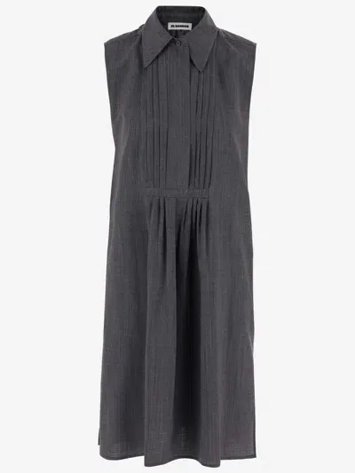 Jil Sander Wool Dress In Grey