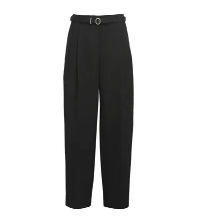 Jil Sander Wool Gabardine Wide-leg Trousers In Black