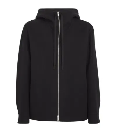 Jil Sander Wool Hooded Jacket In Black