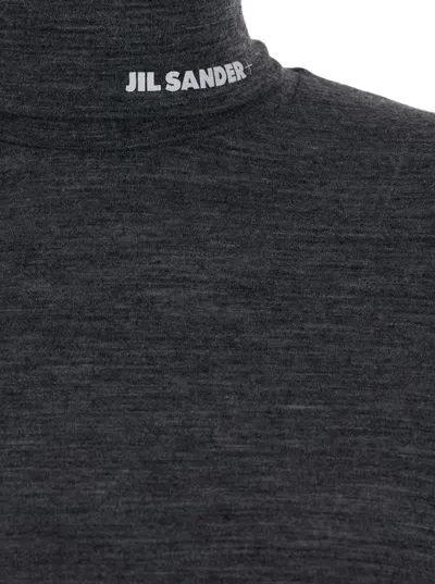 Jil Sander Wool Jersey High Neck In Grey