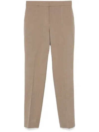 Jil Sander Wool Ripstop Trousers In Brown