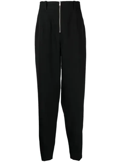 Jil Sander Zip-fastening Wool Tapered Trousers In Black