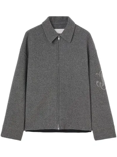 Jil Sander Zipped Up Wool Jacket In Grey