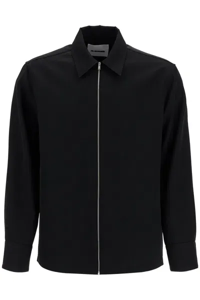 Jil Sander Zippered Overshirt In Black