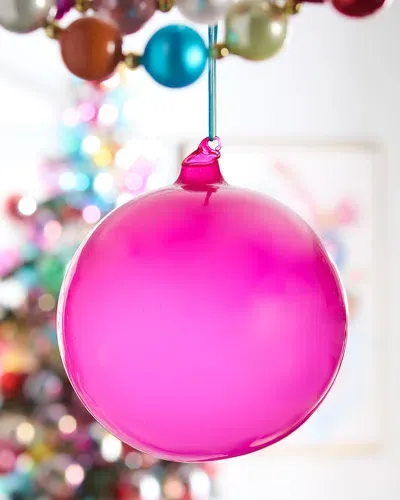 Jim Marvin Bubblegum Glass Ball Ornament, Fuschia In Pink