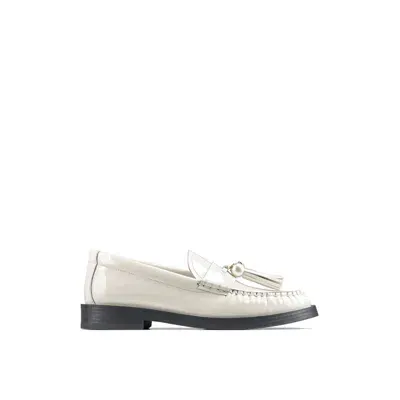 Jimmy Choo Addie Pearl Leather Loafers In White