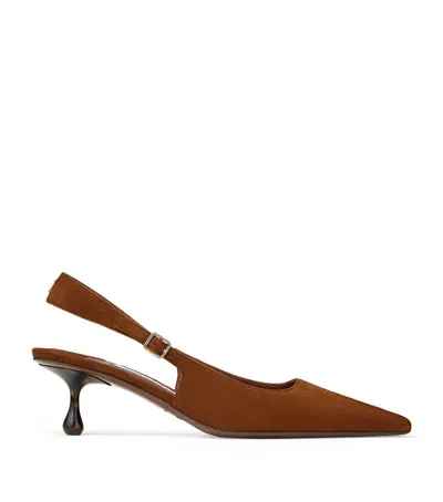 Jimmy Choo Amel 50 Suede Slingback Pumps In Brown