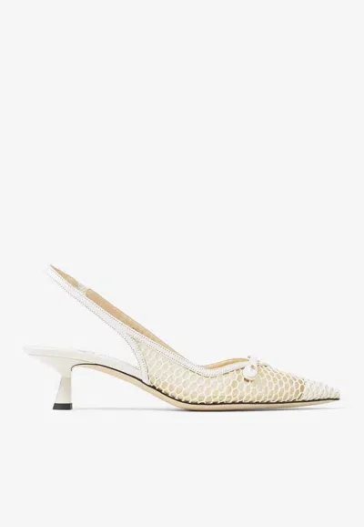 Jimmy Choo Amita 45 Slingback Pumps In Mesh In White