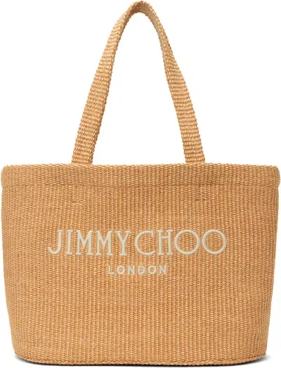 Jimmy Choo Beige Beach East-west Tote In Brown