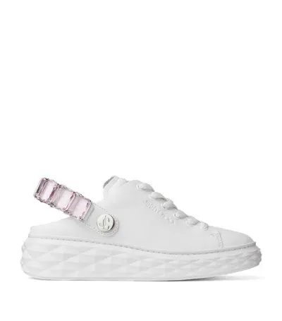 Jimmy Choo Diamond Sling Leather Sneakers In White