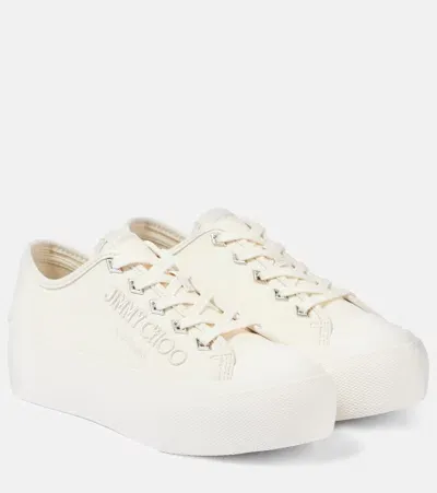 Jimmy Choo Palma Maxi Canvas Platform Sneakers In White