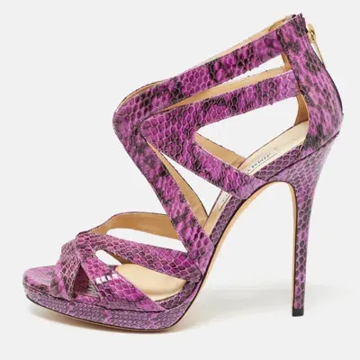 Pre-owned Jimmy Choo Purple Watersnake Platform Sandals Size 41