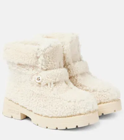 Jimmy Choo Shea Shearling Ankle Boots In White