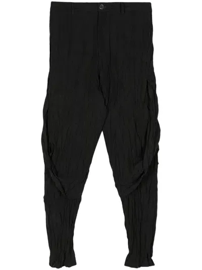 Jiyongkim Crinkled-finish Tapered Trousers In Black