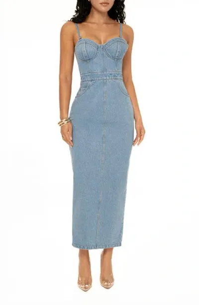 Jluxlabel Celene Denim Maxi Dress In Blue